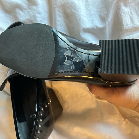 Marc Fisher Heeled Black Patent Loafer w Tassel - Picture 3 of 3